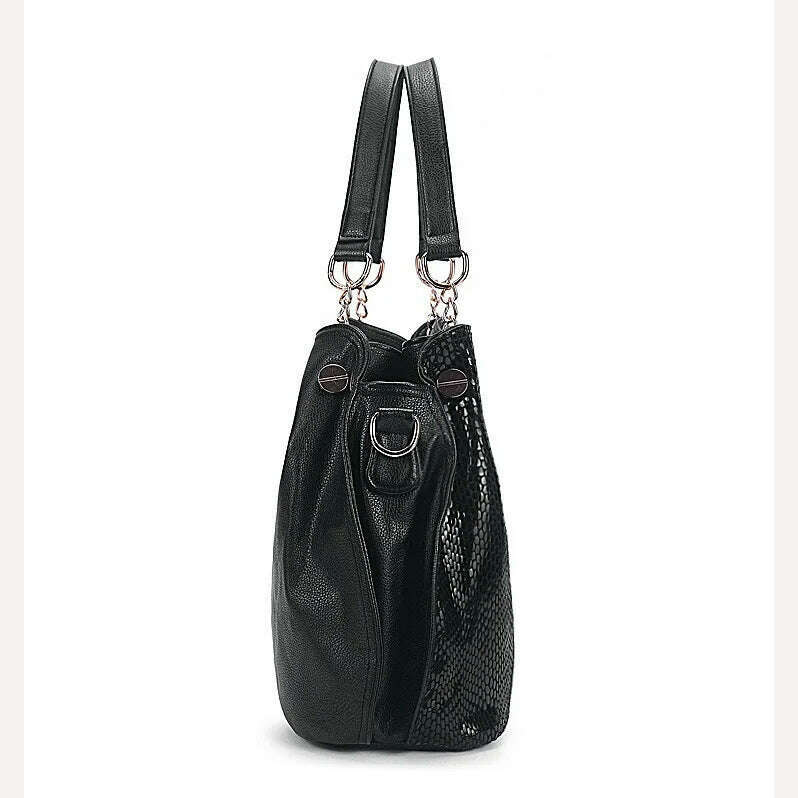 KIMLUD, Split leather Women handbags Serpentine fashion messenger bags for female shoulder bag luxury designer Ladies Chains big Totes, KIMLUD Womens Clothes