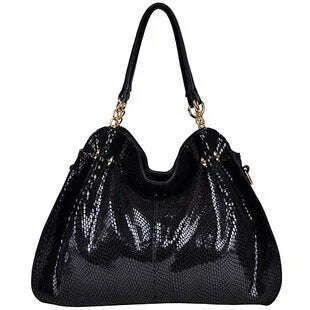 KIMLUD, Split leather Women handbags Serpentine fashion messenger bags for female shoulder bag luxury designer Ladies Chains big Totes, black, KIMLUD APPAREL - Womens Clothes