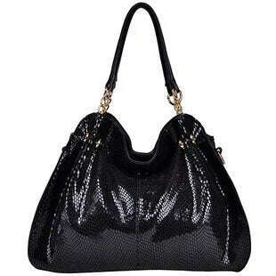 KIMLUD, Split leather Women handbags Serpentine fashion messenger bags for female  shoulder bag luxury designer Ladies Chains big Totes, black, KIMLUD Womens Clothes