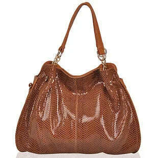 KIMLUD, Split leather Women handbags Serpentine fashion messenger bags for female shoulder bag luxury designer Ladies Chains big Totes, brown, KIMLUD APPAREL - Womens Clothes