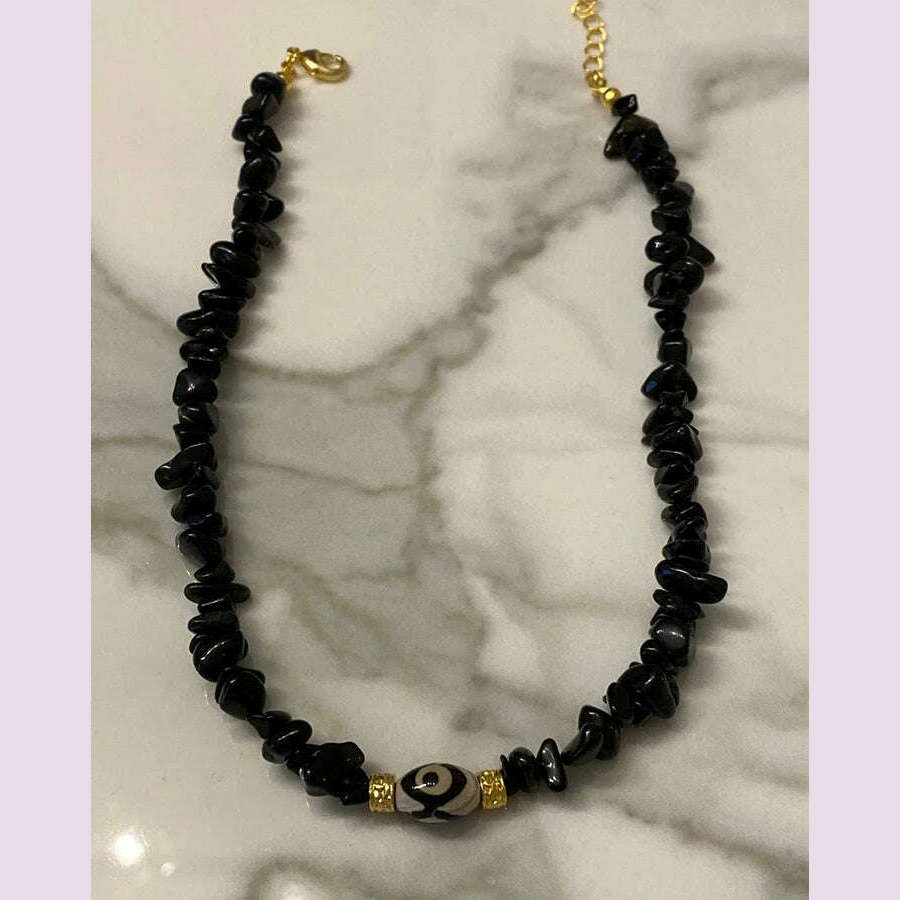 KIMLUD, Spring 2024 Creative Design Orange Series Jewelry Natural Stone Silicone Bead Short Necklace Women Girls Banquet Holiday Jewelry, necklace 19, KIMLUD APPAREL - Womens Clothes