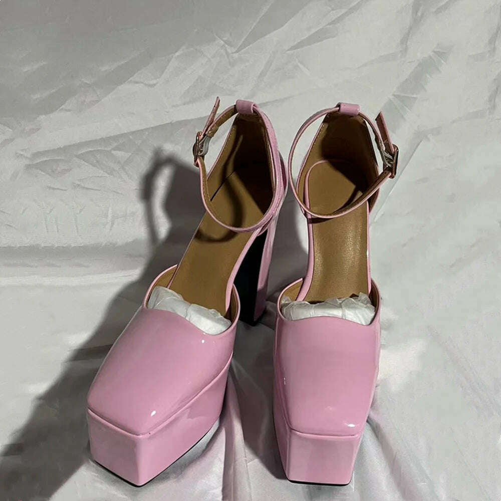 KIMLUD, Spring And Summer 2023 Brand New Sexy Patent Leather Super-High Heel Sandals Platform Women's Shoes Pumps Big Size Fashion Show, KIMLUD Womens Clothes