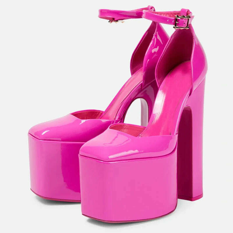 KIMLUD, Spring And Summer 2023 Brand New Sexy Patent Leather Super-High Heel Sandals Platform Women's Shoes Pumps Big Size Fashion Show, KIMLUD Womens Clothes