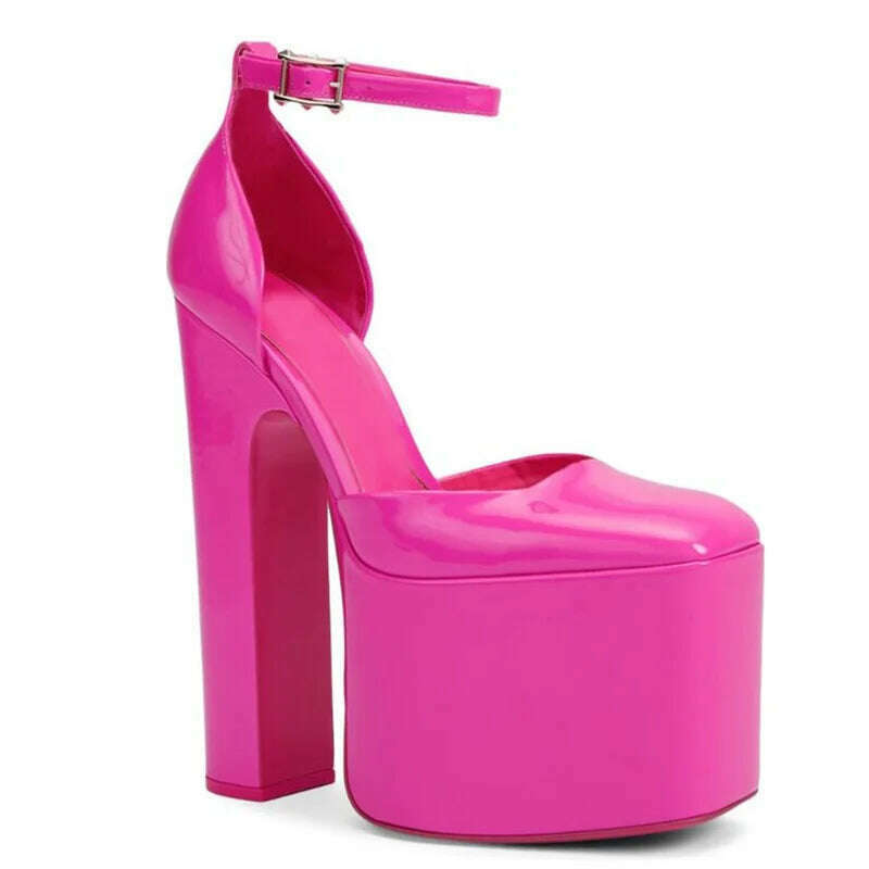 KIMLUD, Spring And Summer 2023 Brand New Sexy Patent Leather Super-High Heel Sandals Platform Women's Shoes Pumps Big Size Fashion Show, KIMLUD Womens Clothes