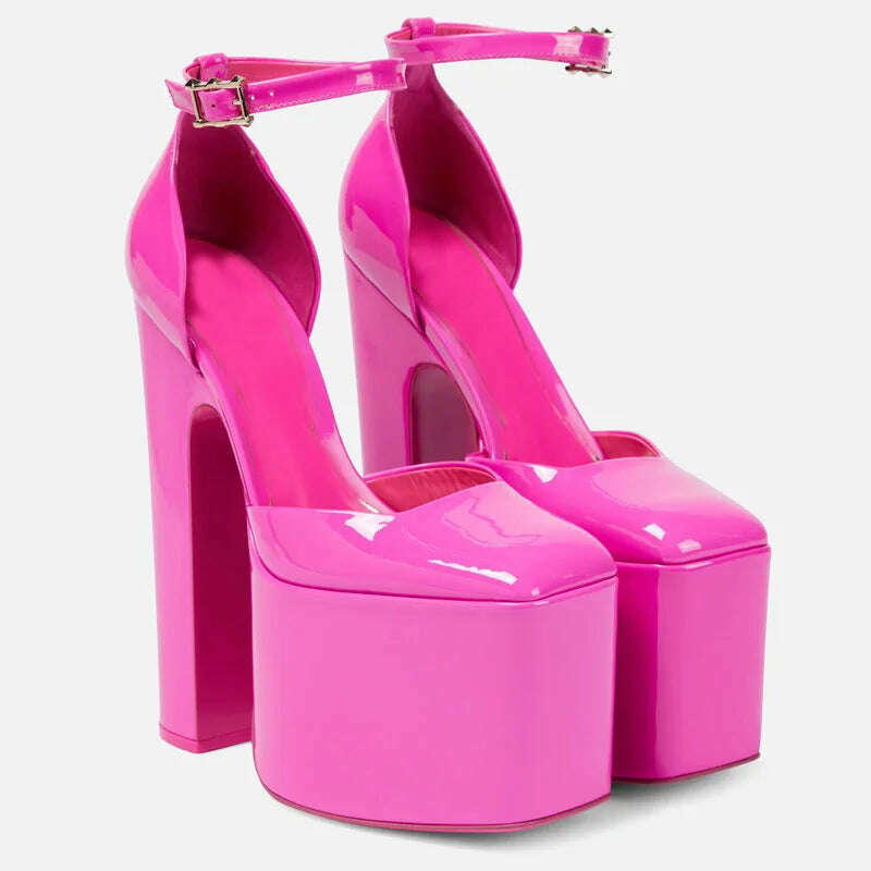 KIMLUD, Spring And Summer 2023 Brand New Sexy Patent Leather Super-High Heel Sandals Platform Women's Shoes Pumps Big Size Fashion Show, pink / 34, KIMLUD APPAREL - Womens Clothes