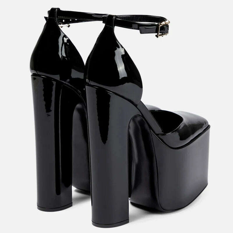KIMLUD, Spring And Summer 2023 Brand New Sexy Patent Leather Super-High Heel Sandals Platform Women's Shoes Pumps Big Size Fashion Show, KIMLUD Womens Clothes