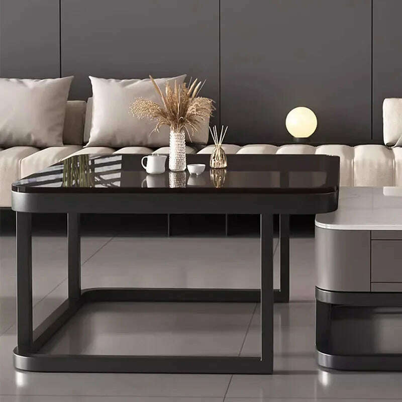 KIMLUD, Square Clear Coffee Tables Storage Designer Marble Minimalist White Nordic Dining Tables Modern Hotel Mesa Furniture For Home, KIMLUD Womens Clothes