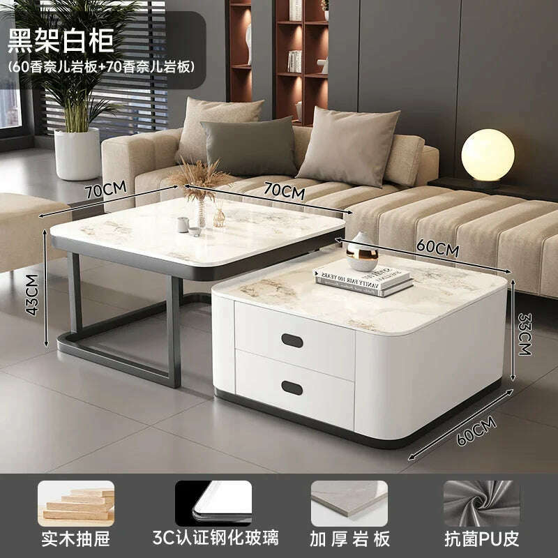 KIMLUD, Square Clear Coffee Tables Storage Designer Marble Minimalist White Nordic Dining Tables Modern Hotel Mesa Furniture For Home, style13, KIMLUD APPAREL - Womens Clothes