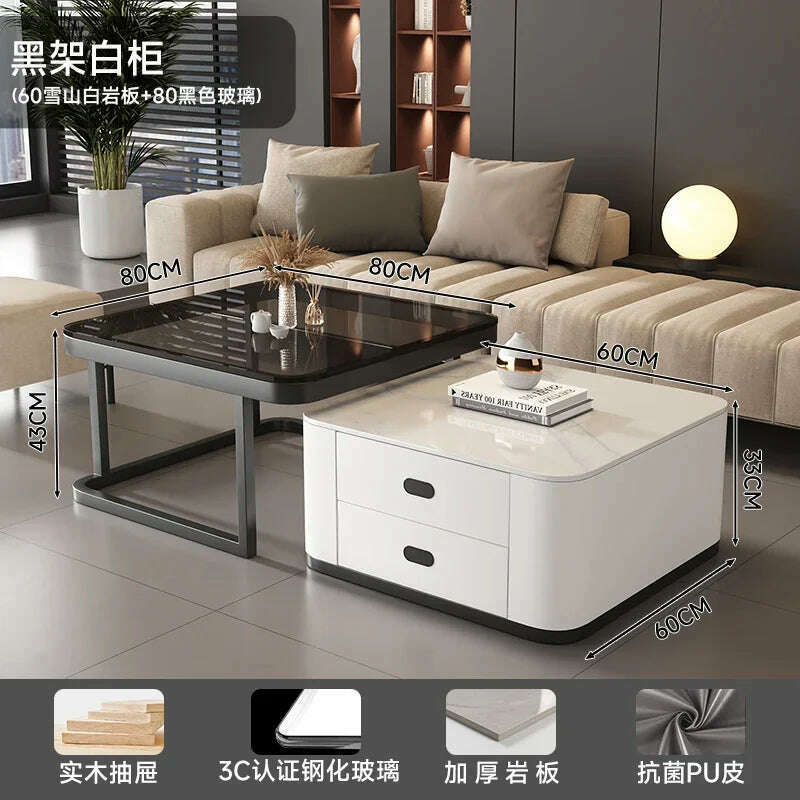 KIMLUD, Square Clear Coffee Tables Storage Designer Marble Minimalist White Nordic Dining Tables Modern Hotel Mesa Furniture For Home, style10, KIMLUD APPAREL - Womens Clothes