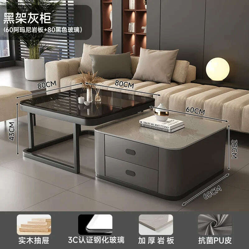 KIMLUD, Square Clear Coffee Tables Storage Designer Marble Minimalist White Nordic Dining Tables Modern Hotel Mesa Furniture For Home, style16, KIMLUD APPAREL - Womens Clothes