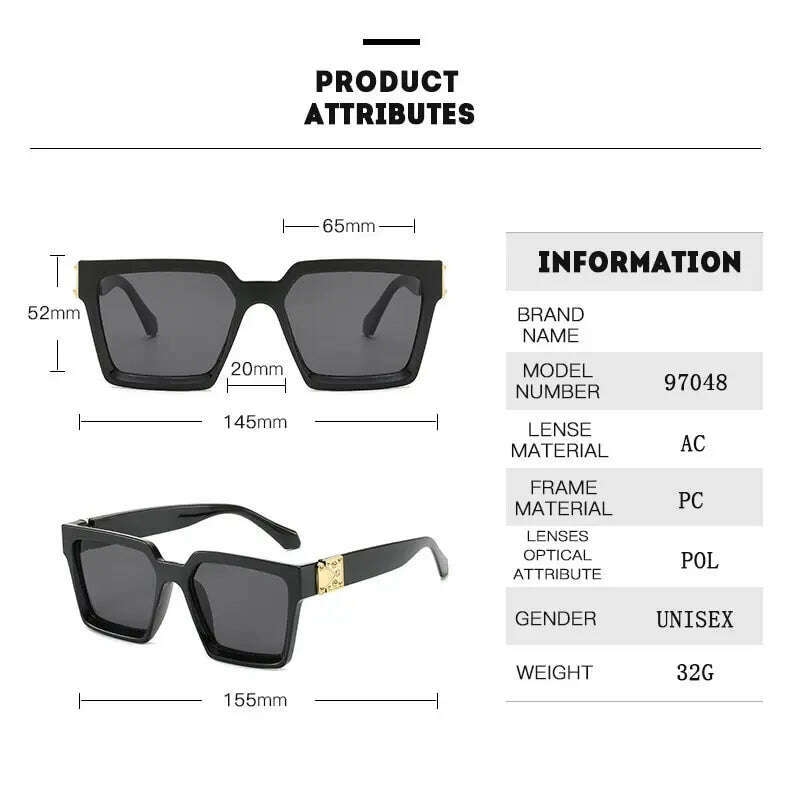 KIMLUD, Square Sunglasses Men Luxury Brand Designer Men Eyeglasses Luxury Retro High Quality UV400 Gafas De Sol Hombre, KIMLUD Womens Clothes