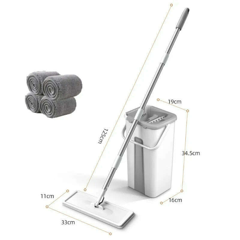 KIMLUD, Squeeze Mop With Bucket House Wring For Cleaning Wet Floors Wipe Help Washing Windows Lightning Offers Magic Lazy House Mophead, 1 set within 4 pads, KIMLUD APPAREL - Womens Clothes