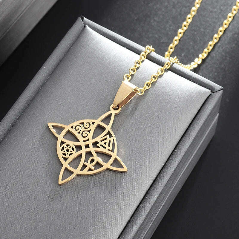 Stainless Steel Ancient Egyptian Ankh Cross Totem Pendant Necklace Men's Pharaoh Life Key Amulet Jewelry - KIMLUD