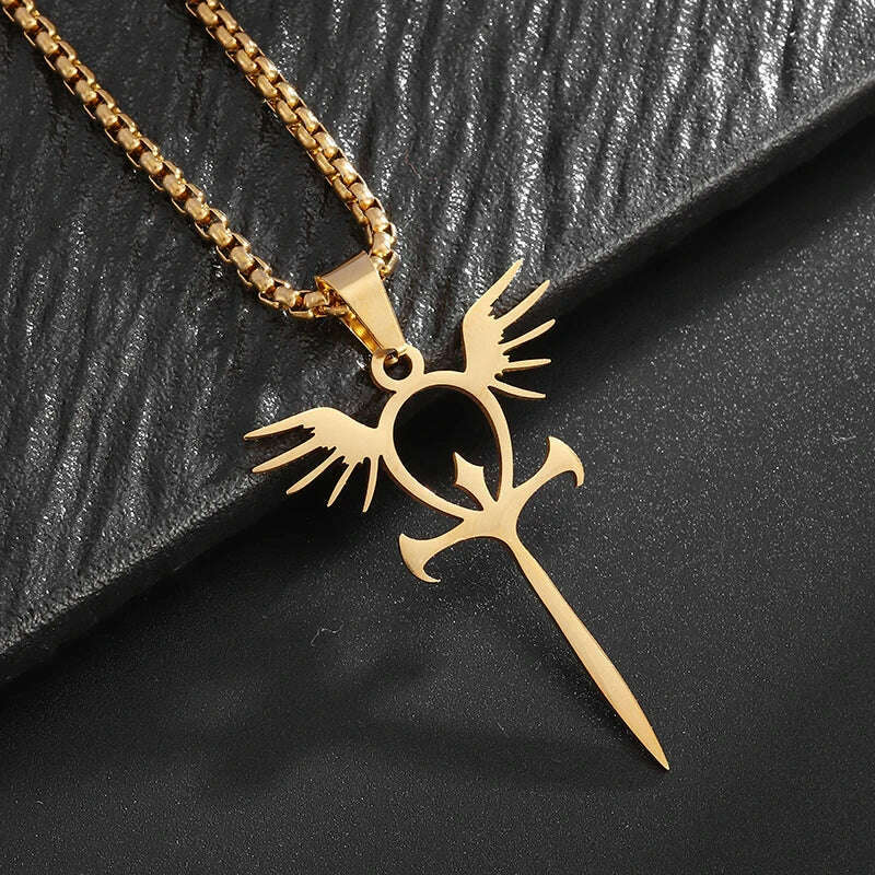 Stainless Steel Ancient Egyptian Ankh Cross Totem Pendant Necklace Men's Pharaoh Life Key Amulet Jewelry - KIMLUD