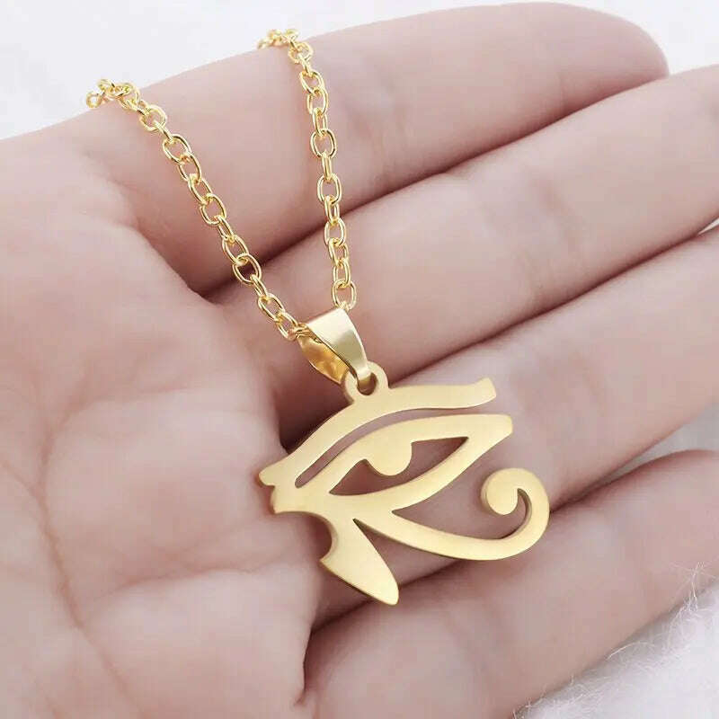 Stainless Steel Ancient Egyptian Ankh Cross Totem Pendant Necklace Men's Pharaoh Life Key Amulet Jewelry - KIMLUD