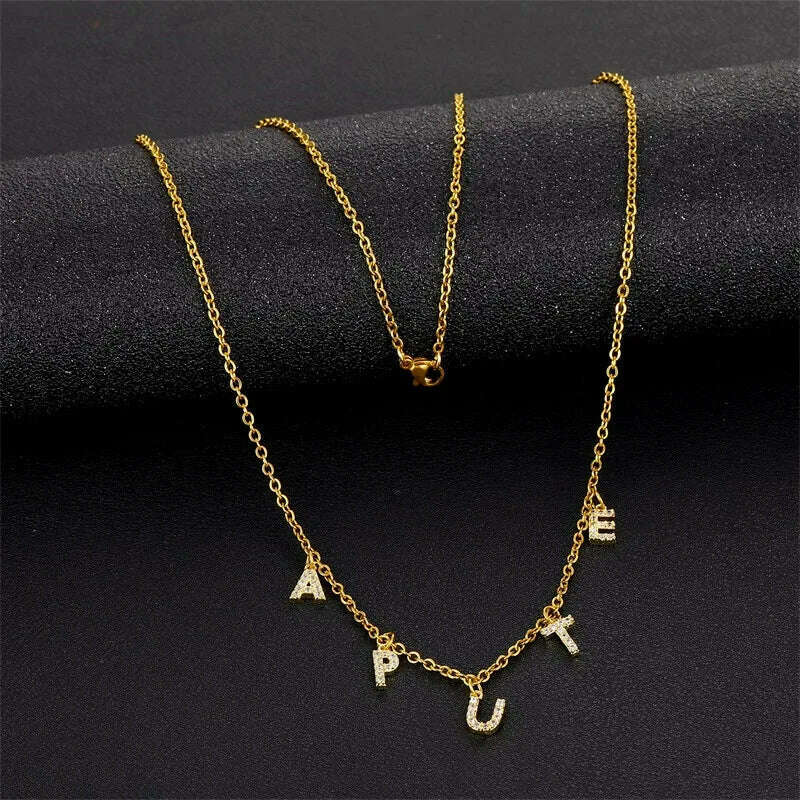 Stainless Steel Customized Name Zircon Necklace Personalized Crystal Name Necklaces Pendant Chain for Women Jewelry Birthday Gif - KIMLUD