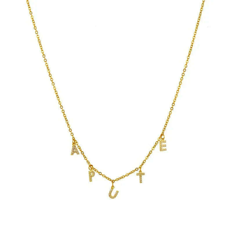 Stainless Steel Customized Name Zircon Necklace Personalized Crystal Name Necklaces Pendant Chain for Women Jewelry Birthday Gif - KIMLUD