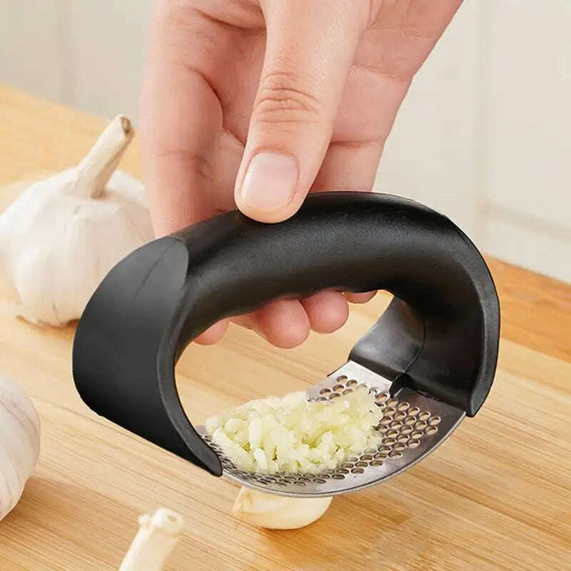 Stainless Steel Garlic Press Manual Arc Garlic Masher Creative Ginger Garlic Chopping Tools Handheld Crusher Kitchen Gadgets - KIMLUD