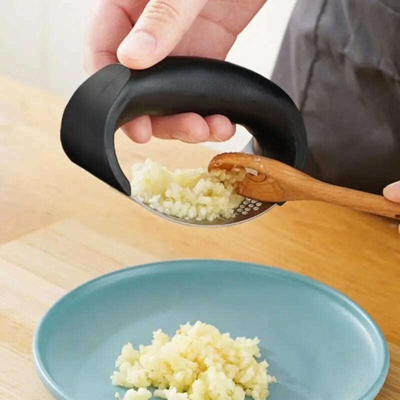 Stainless Steel Garlic Press Manual Arc Garlic Masher Creative Ginger Garlic Chopping Tools Handheld Crusher Kitchen Gadgets - KIMLUD