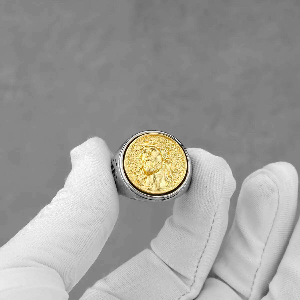 Stainless Steel Jesus Cross Ring Men's Fashion Classic Religious Amulet Accessories Hip Hop Punk Biker Jewelry Gifts Wholesale - KIMLUD