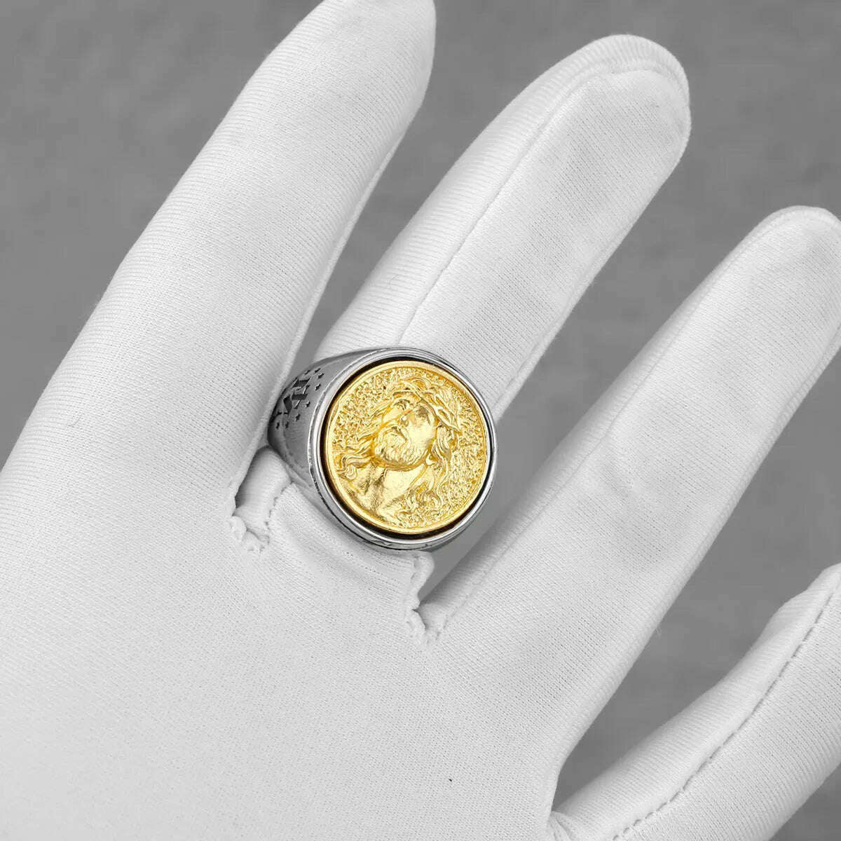 Stainless Steel Jesus Cross Ring Men's Fashion Classic Religious Amulet Accessories Hip Hop Punk Biker Jewelry Gifts Wholesale - KIMLUD