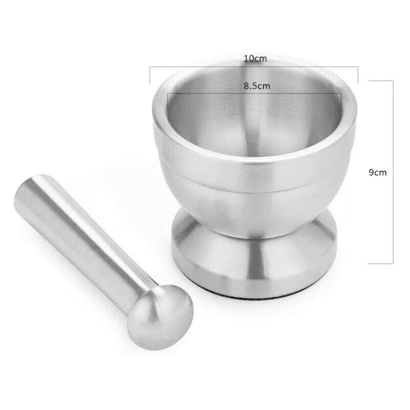 KIMLUD, Stainless Steel Mortar and Pestle Kitchen Garlic Pugging Pot Pharmacy Bowl Pepper Spice Grinder Pot Household Kitchen Gadget, KIMLUD Womens Clothes