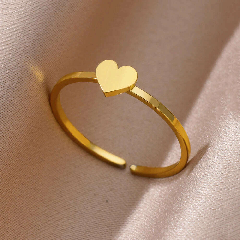 Stainless Steel Rings For Women Men Gold Color Hollow Wide Ring Female Male Engagement Wedding Party Finger Jewelry Gift Trend - KIMLUD