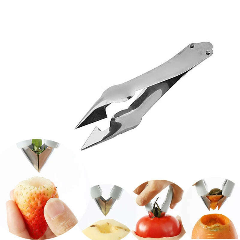 Stainless Steel Strawberry Huller Fruit Peeler Pineapple Corer Slicer Cutter Kitchen Knife Gadgets Pineapple Slicer Clips New - KIMLUD