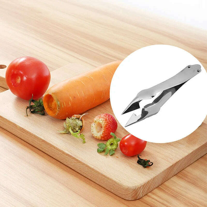 Stainless Steel Strawberry Huller Fruit Peeler Pineapple Corer Slicer Cutter Kitchen Knife Gadgets Pineapple Slicer Clips New - KIMLUD