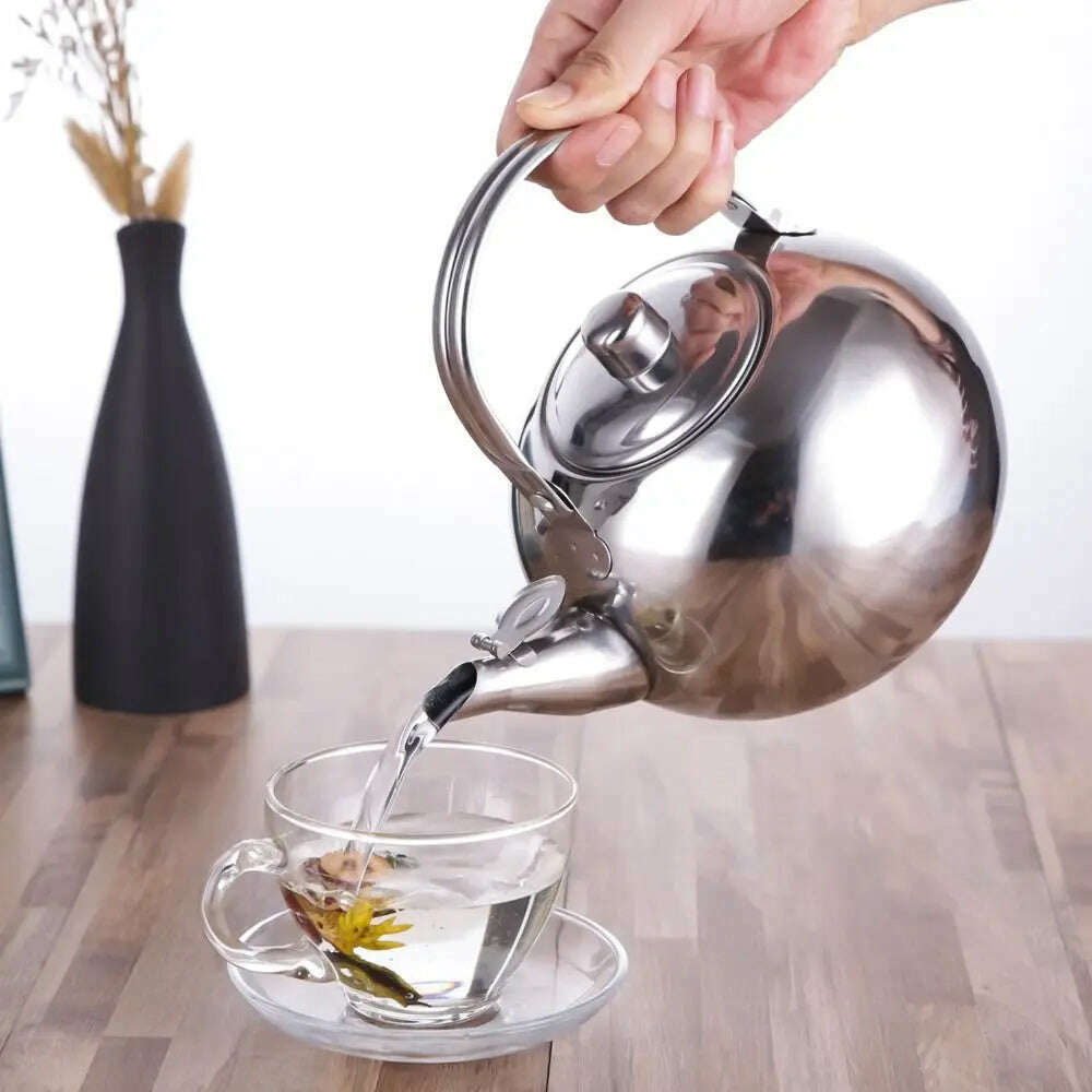 Stainless Steel Water Kettle Teapot With Infuser Filter Coffee Kettle Green Oolong Tea Jug Home Office Tea Coffee Tools Cookware - KIMLUD