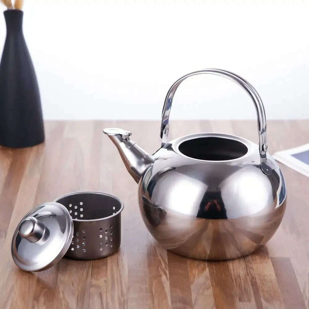 Stainless Steel Water Kettle Teapot With Infuser Filter Coffee Kettle Green Oolong Tea Jug Home Office Tea Coffee Tools Cookware - KIMLUD