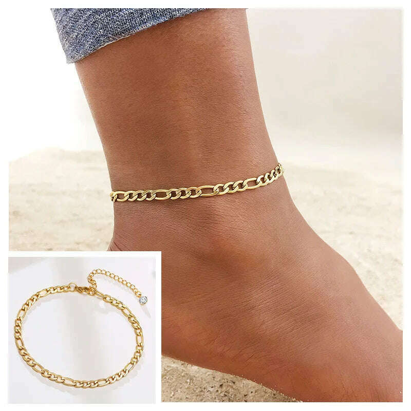 KIMLUD, Stainless Steel Women Chain Anklet Summer Chevron Snake Ankle Foot Bracelet Gift for Her, KIMLUD Womens ClothesKIMLUD, Stainless Steel Women Chain Anklet Summer Chevron Snake Ankle Foot Bracelet Gift for Her, JC-053, KIMLUD APPAREL - Womens Clothes