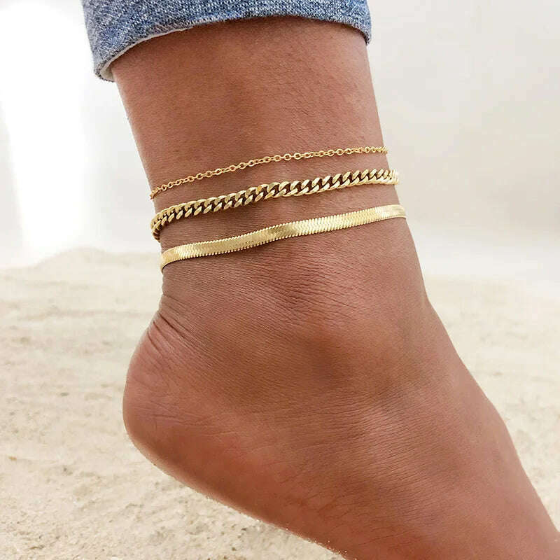 KIMLUD, Stainless Steel Women Chain Anklet Summer Chevron Snake Ankle Foot Bracelet Gift for Her, KIMLUD Womens ClothesKIMLUD, Stainless Steel Women Chain Anklet Summer Chevron Snake Ankle Foot Bracelet Gift for Her, JC-058-060-062, KIMLUD APPAREL - Womens Clothes