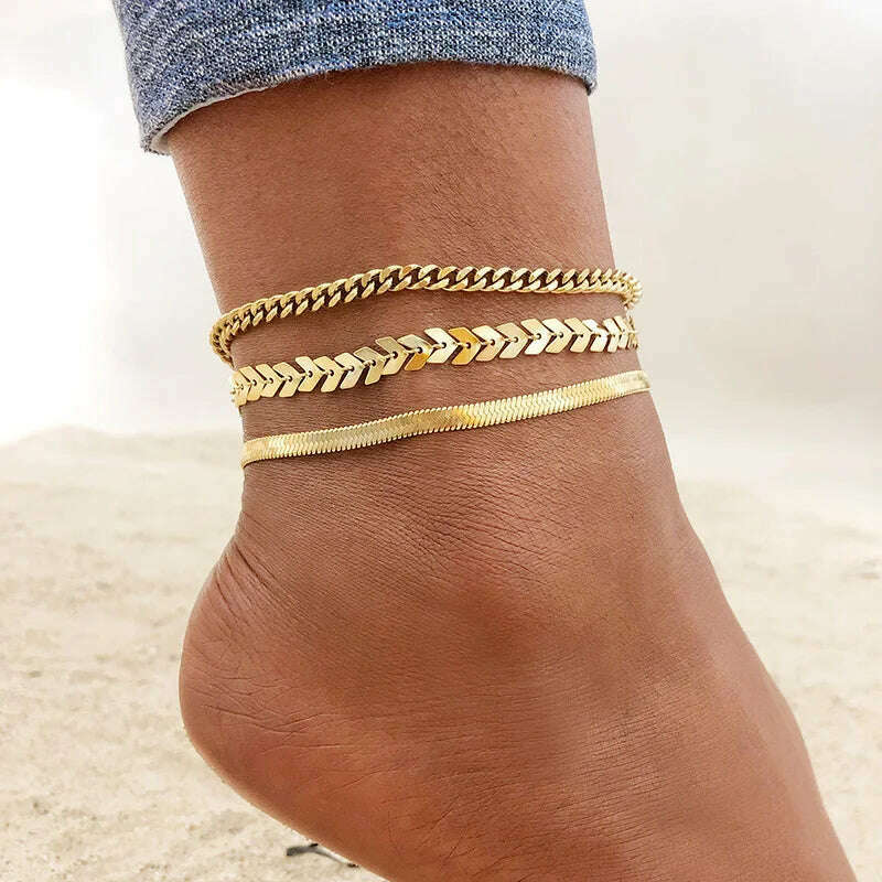 KIMLUD, Stainless Steel Women Chain Anklet Summer Chevron Snake Ankle Foot Bracelet Gift for Her, KIMLUD Womens ClothesKIMLUD, Stainless Steel Women Chain Anklet Summer Chevron Snake Ankle Foot Bracelet Gift for Her, JC-060-061-062, KIMLUD APPAREL - Womens Clothes