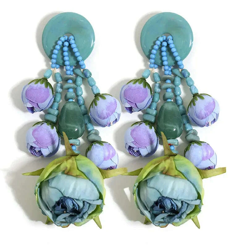 Statement Bohemian Style Simulation Rosebud Earrings For Women Girl Trendy Luxury Vintage Fairy Wedding Party Jewelry Accessoies
