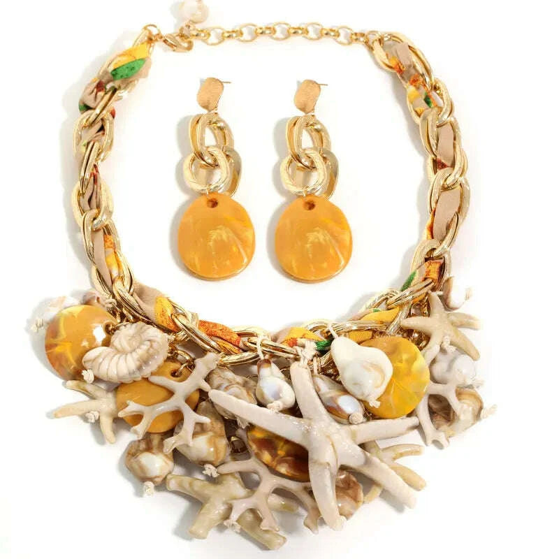 Statement Vintage Necklace with Starfish for Women Girl Trendy Vintage Wedding Party Jewelry