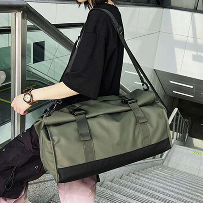 Storage Bag Nylon Waterproof Sports Gym Outdoors Travel Fitness Yoga Luggage High-capacity Durable Women Men Shoulder Handbag - KIMLUD