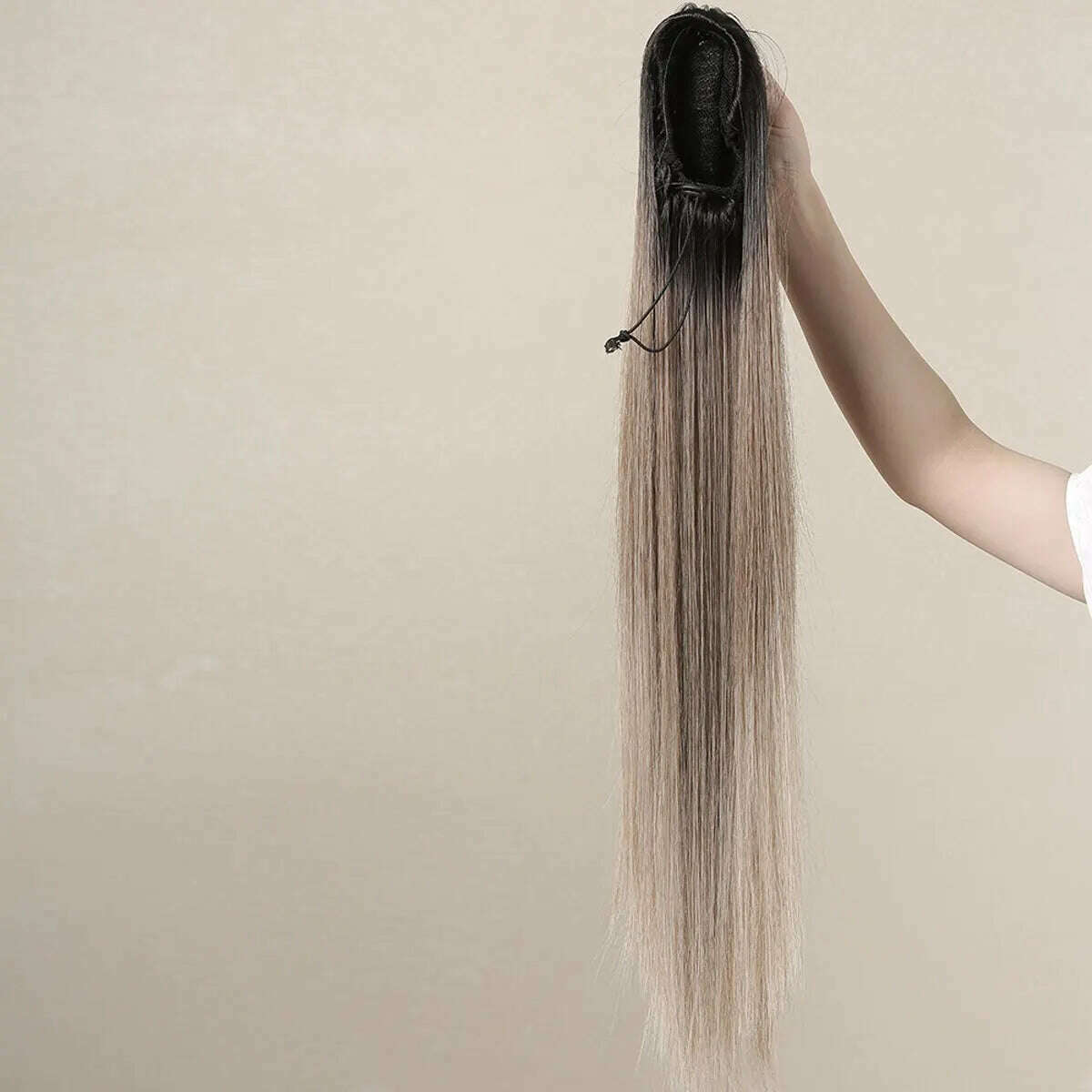 Straight Long Ponytail Hair Extension Clip in Synthetic Drawstring Ombre Blond Ponytail Wig Afro Pony Tail Women Hairpiece False - KIMLUD