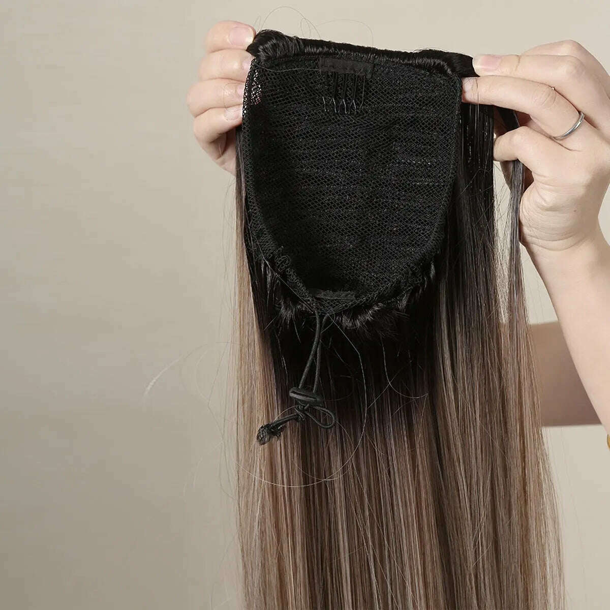 Straight Long Ponytail Hair Extension Clip in Synthetic Drawstring Ombre Blond Ponytail Wig Afro Pony Tail Women Hairpiece False - KIMLUD