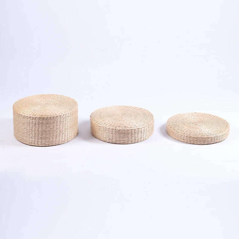 Straw Pouf Seat Mat Meditation Ottoman Home Decor Cushion Buckwheat Floor Seat Cushion Rustic Floor Cushion - KIMLUD