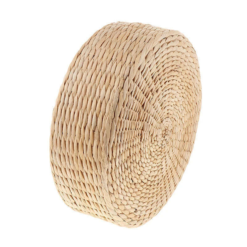 Straw Pouf Seat Mat Meditation Ottoman Home Decor Cushion Buckwheat Floor Seat Cushion Rustic Floor Cushion - KIMLUD