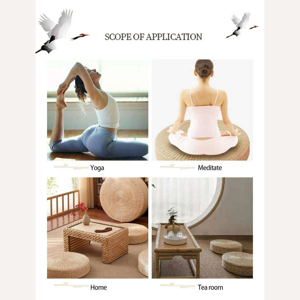 Straw Pouf Seat Mat Meditation Ottoman Home Decor Cushion Buckwheat Floor Seat Cushion Rustic Floor Cushion - KIMLUD