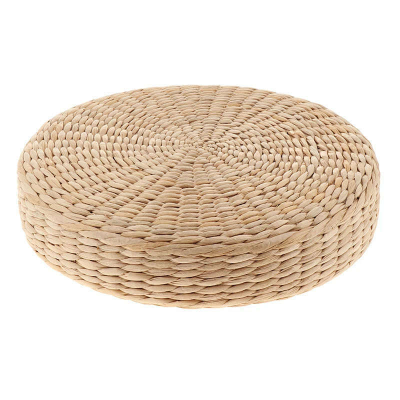 Straw Pouf Seat Mat Meditation Ottoman Home Decor Cushion Buckwheat Floor Seat Cushion Rustic Floor Cushion - KIMLUD