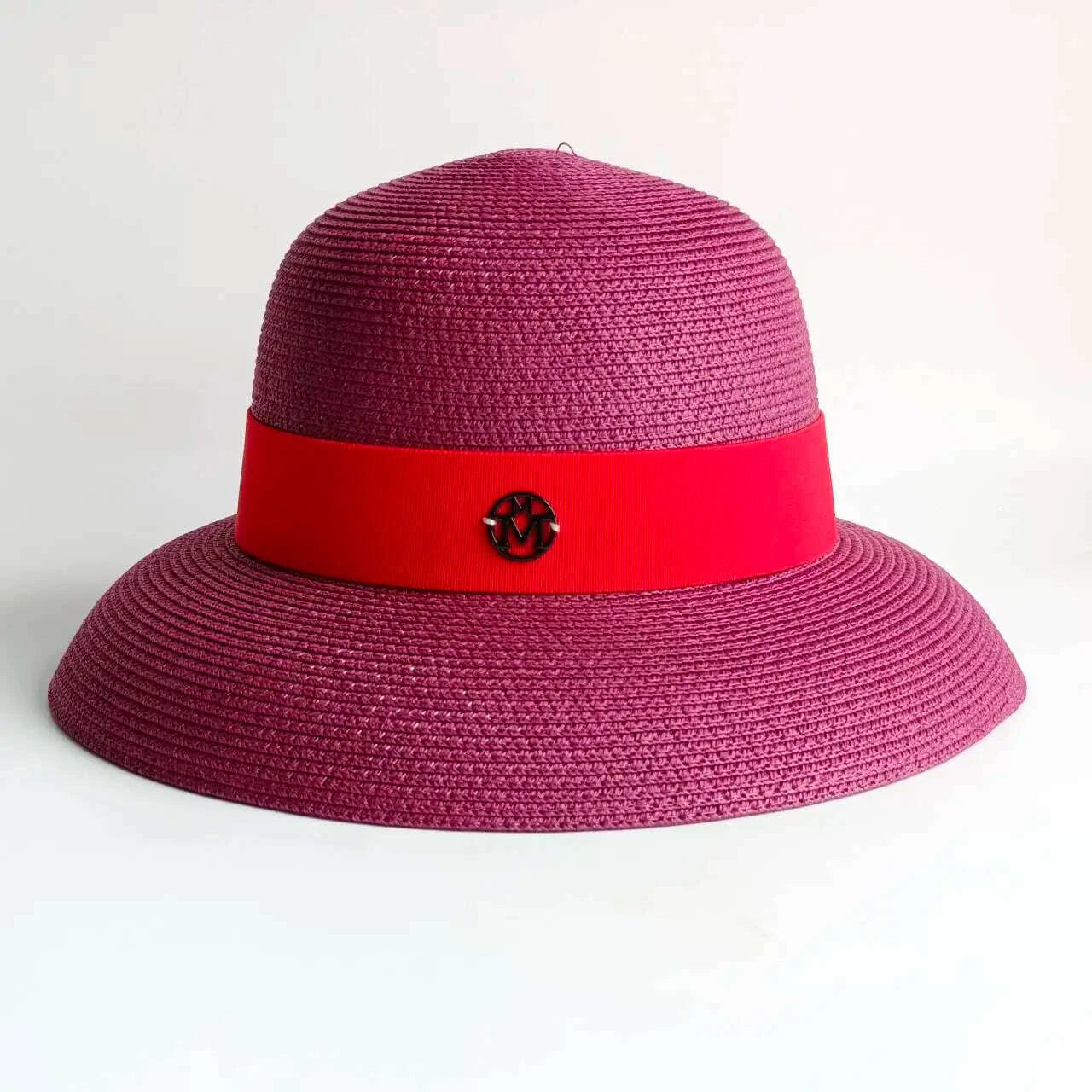 Straw summer hat Red French elegant ladies seaside travel sun hat Hepburn style wide brim hat summer hat