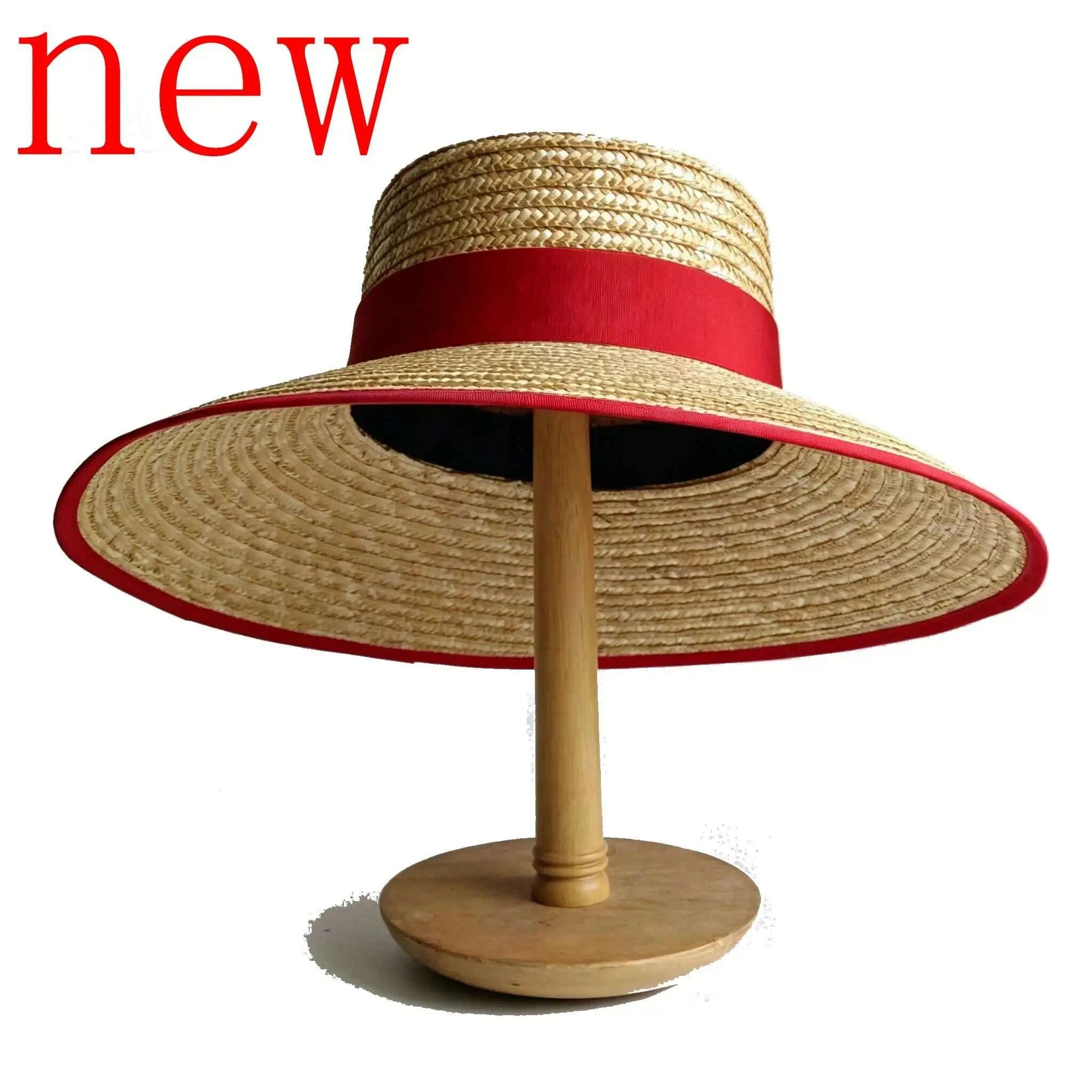 Straw summer hat Red French elegant ladies seaside travel sun hat Hepburn style wide brim hat summer hat