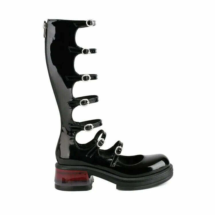 KIMLUD, Street Style Punk Cool Boots Spring and Summer 2023 Fashion Buckle Design Chunky Heels Sandals Platform Shoes for Women,Big Size, KIMLUD Womens Clothes