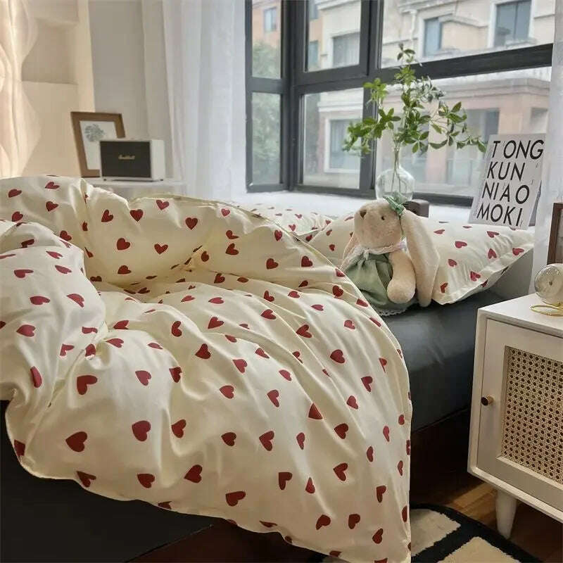 KIMLUD, Style Bedding Set Boys Girls Twin Queen Size Duvet Cover Flat Sheet Pillowcase Bed Linen Kids Adult Fashion Home Textile, KIMLUD Womens Clothes
