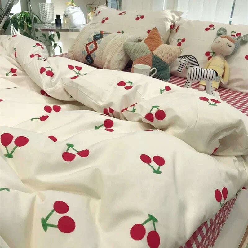 KIMLUD, Style Bedding Set Boys Girls Twin Queen Size Duvet Cover Flat Sheet Pillowcase Bed Linen Kids Adult Fashion Home Textile, KIMLUD Womens Clothes