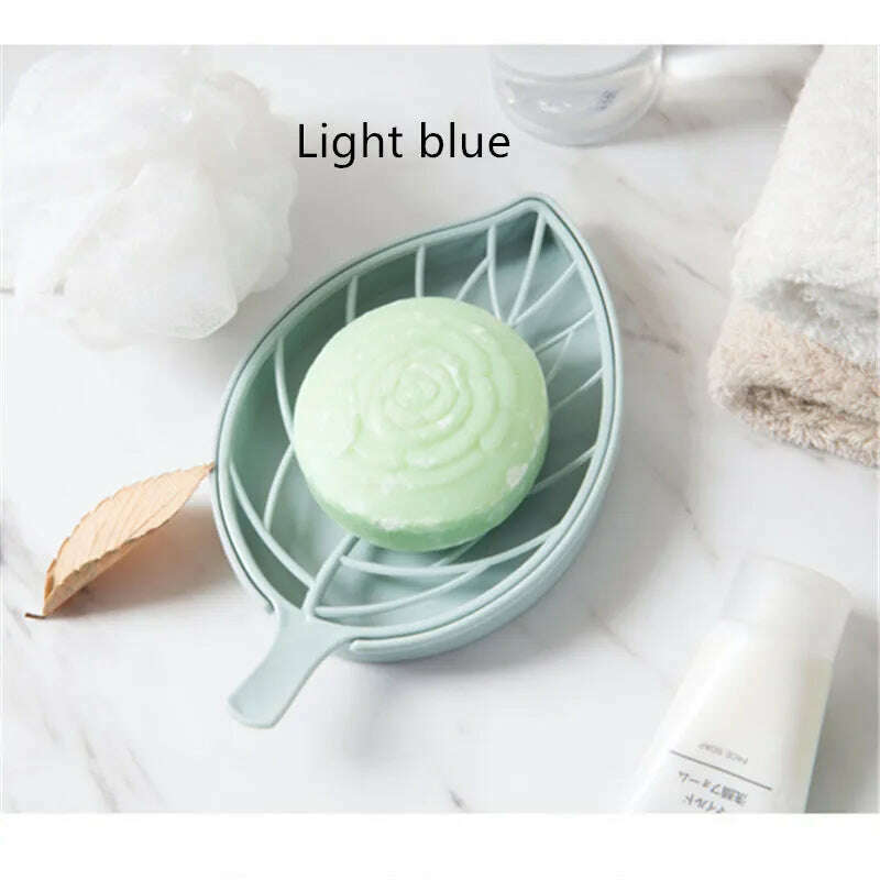 Suction Cup Soap Dish Box For Bathroom Shower Soap Holder with Drain Portable Leaf Shape Toilet Laundry Soap Rack Tray For Basin - KIMLUD