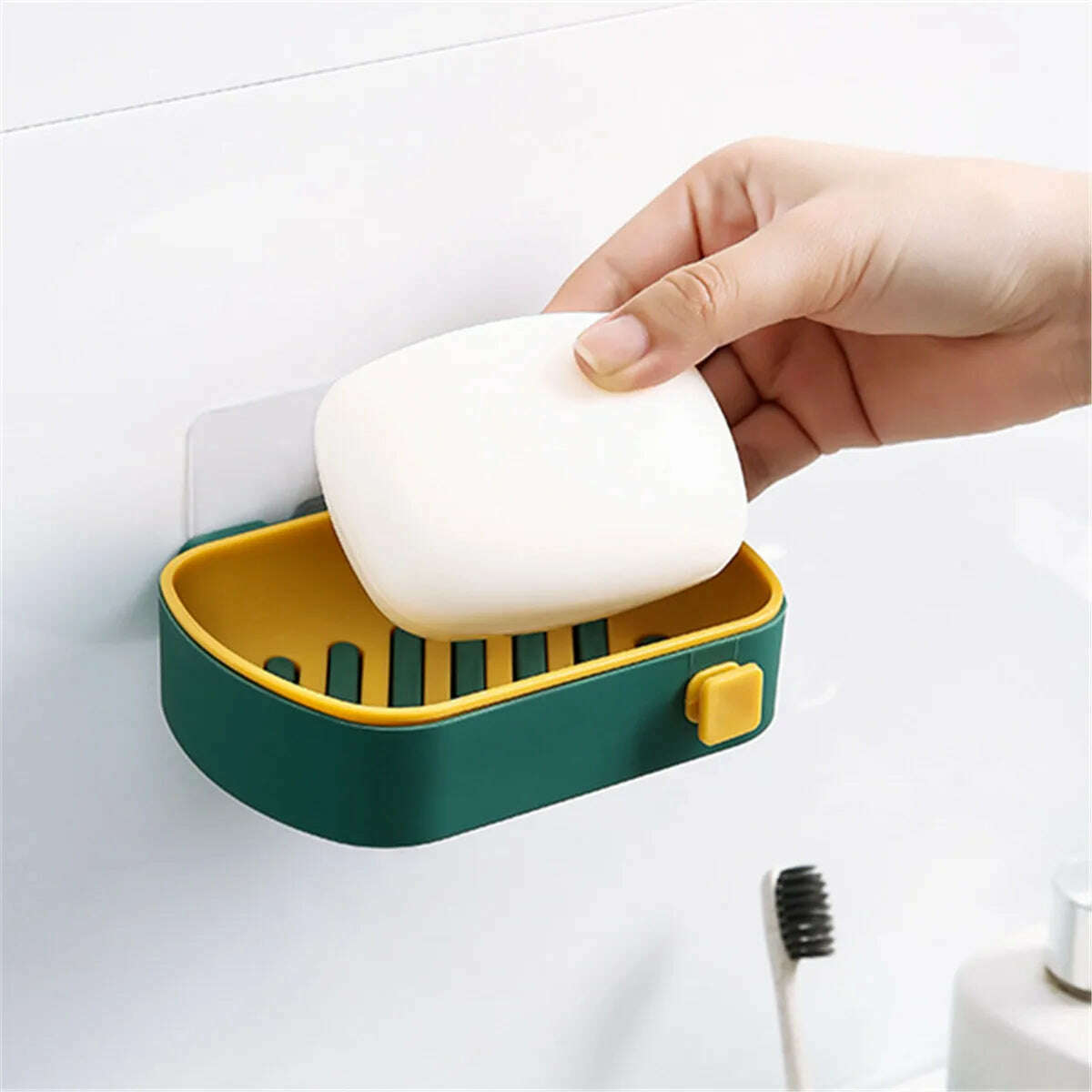 Suction Cup Soap Dish Box For Bathroom Shower Soap Holder with Drain Portable Leaf Shape Toilet Laundry Soap Rack Tray For Basin - KIMLUD